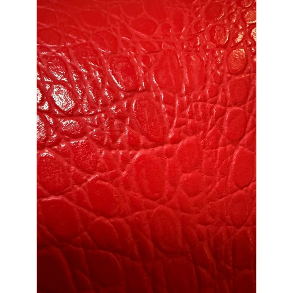 Vintage Valentino Red Embossed Leather Envelope‎ Clutch Laptop Sleeve 14